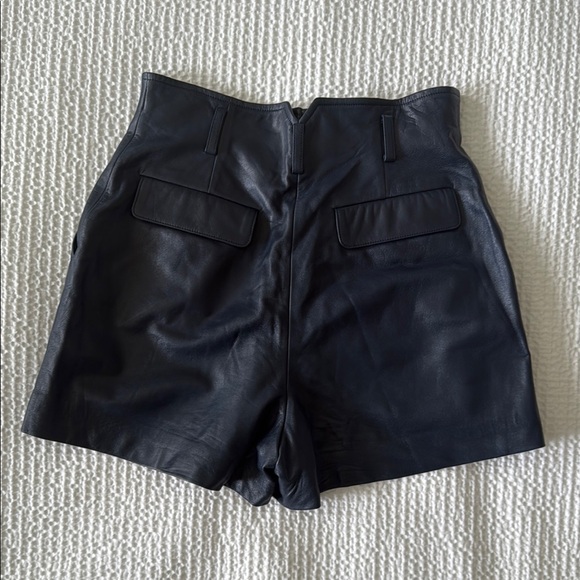 Dior Navy Blue High Waist Tailored Leather Shorts - Picture 5 of 10
